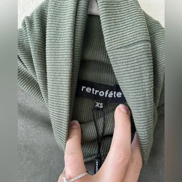 NWT RETROFETE Desreen Asymmetrical Sweater Dress in Army Green Women's Size XS - Picture 11 of 16